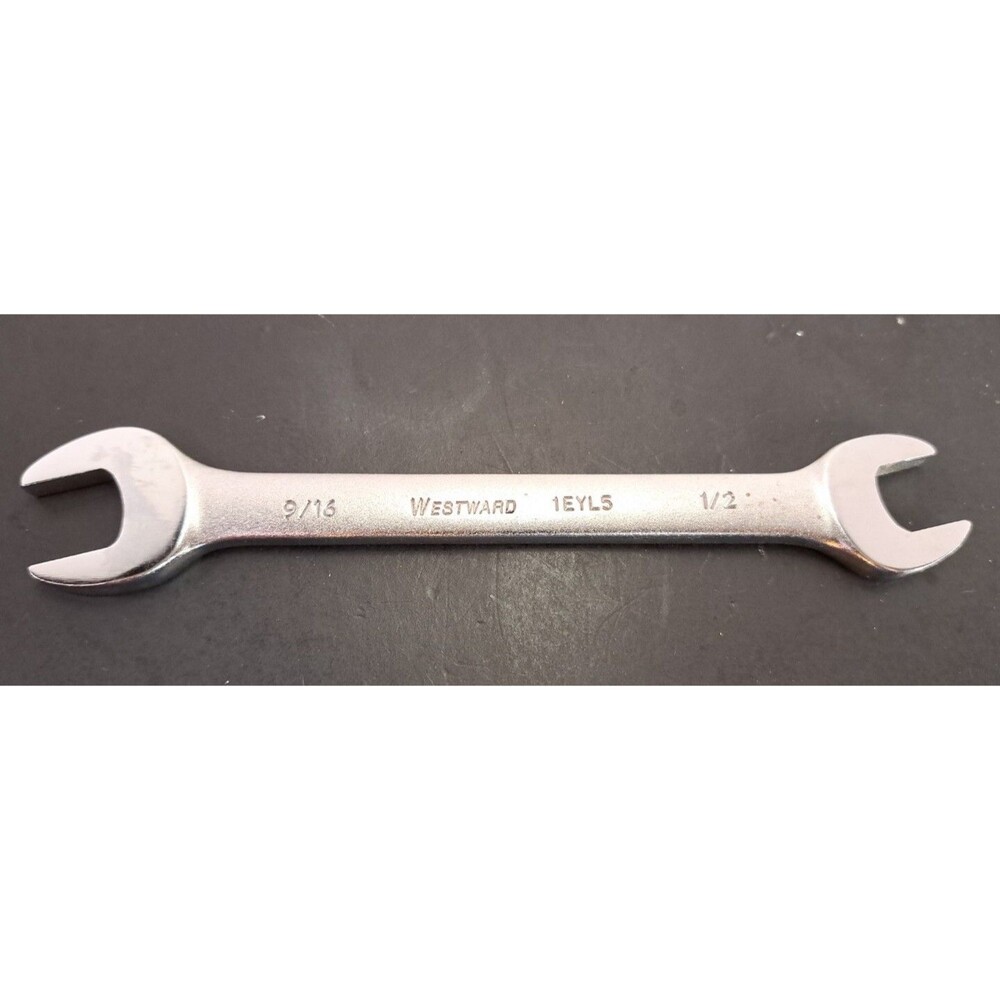 Westward 7" Open End Wrench 1/2" x 9/16" Alloy Steel Satin Finish Tool USA 1EYL5